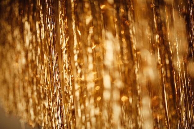 Décoration de guirlandes de pluie de rideau de clinquant de frange de chute de feuille d'or brillant pour la fête de vacances glamour