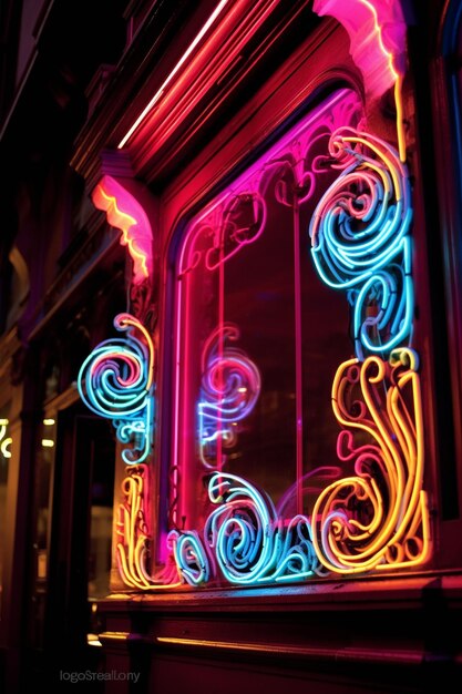 Décoration intérieure d'un bar ou d'une boîte de nuit avec des lumières bleues et rouges