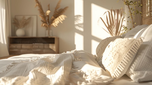 Décoration intérieure de la chambre à coucher boho