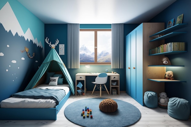 Décoration intérieure de chambre d'enfant mignon et coloré Concept moderne scandinave AI Generative xA