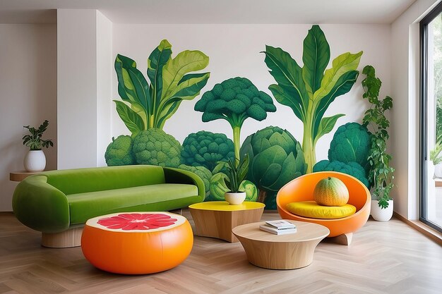 Décoration intérieure et meubles inspirés par les fruits et légumes