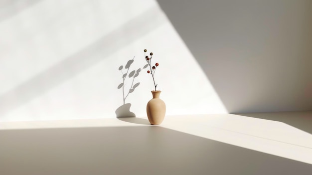 Décoration intérieure minimaliste avec une plante verte dans un vase générée par l'IA