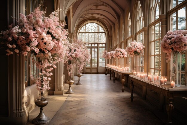 décoration de lieux de mariage avec des fleurs décadentes et des idées d'inspiration pour des lieux majestueux