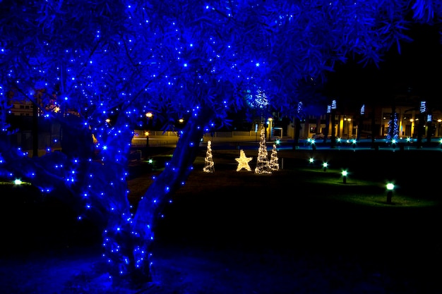 Décoration lumineuse au moment de Noël qui donne de l'ambiance à la ville