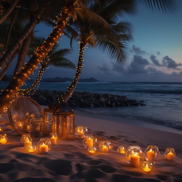 Décoration lumineuse sur la plage