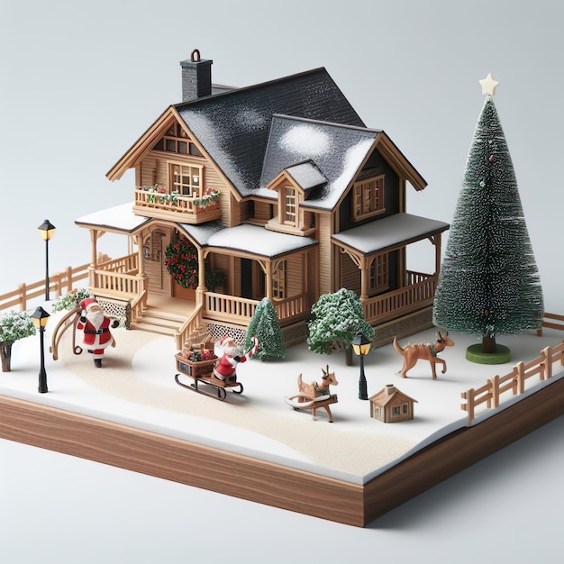 Décoration de la maison en plein air pour Noël et le Nouvel An avec arbre de Noël et Père Noël