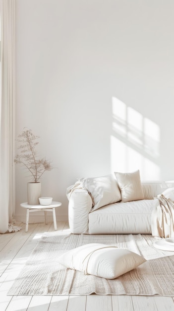 Décoration de la maison sereine et élégante avec des textures et de la lumière naturelles