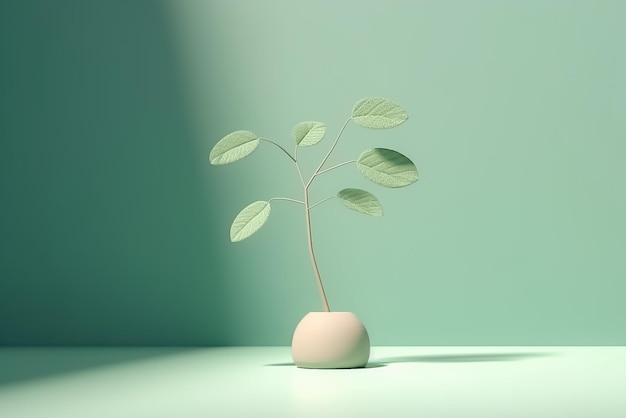 Décoration de maison simple et minimale Espace de copie de mur vert Ai généré