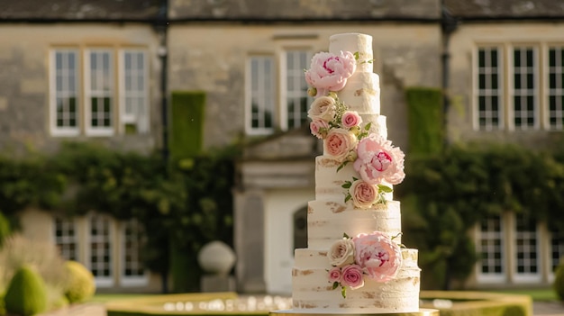 Décoration de mariage avec des pionnées décoration florale et célébration d'événements fleurs de pionnée et cérémonie de mariage dans le jardin style country anglais