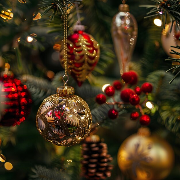 Photo une décoration de noël accrochée à un arbre