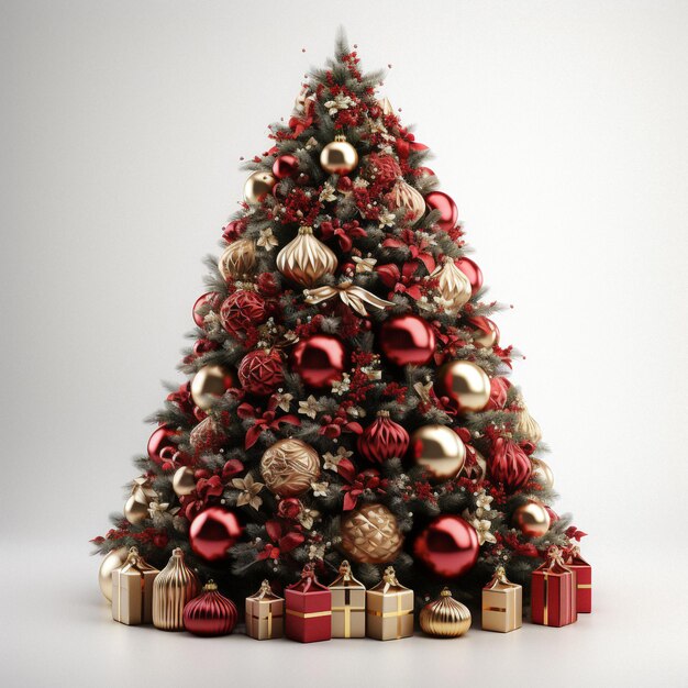 décoration de Noël sur arbre avec fond blanc