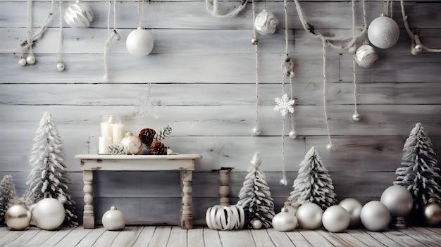 Décoration de Noël en bois et boules