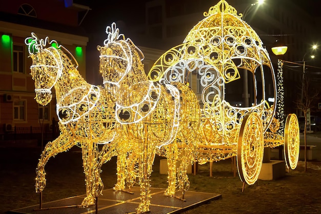 Décoration de Noël Calèche et chevaux Fêtes et événements