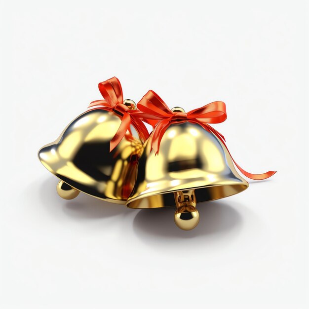 Photo décoration de noël décorative avec cloches dorées de noël ou clochettes de noël.