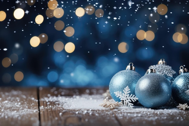 Décoration de Noël et du Nouvel An avec espace de copie Boules et boules de Noël sur fond flou