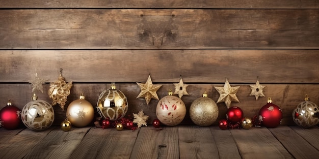 Décoration de Noël sur fond en bois avec espace de copie Concept de la nouvelle année