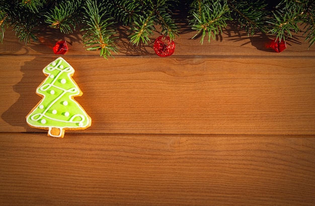 Décoration de Noël sur fond de bois Espace de copie Vacances d'hiver Nouvel An