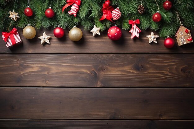 Décoration de Noël sur fond de bois