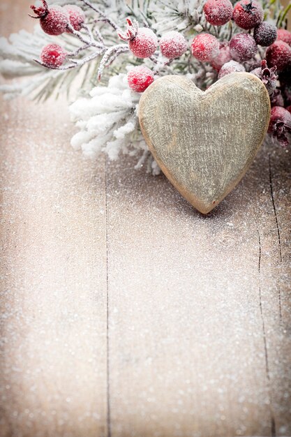 Photo décoration de noël sur fond en bois.