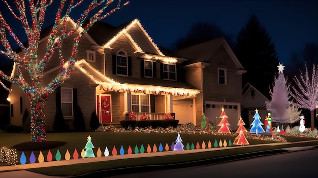 Décoration de Noël des maisons et des rues