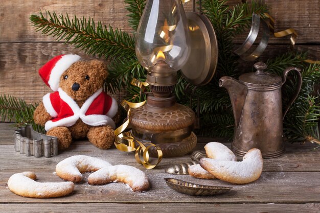 Décoration de Noël avec ours en peluche avec biscuits