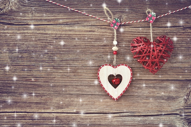 Décoration de Noël sur planche de bois. Fond