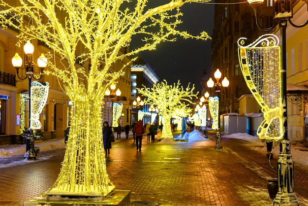 Décoration de Noël des rues La tempête de neige