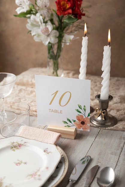 Décoration de numéro de table de mariage