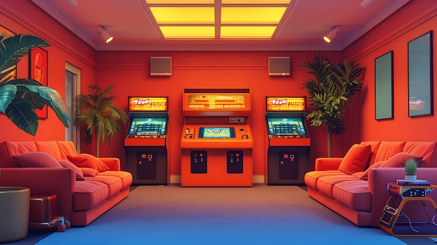 Photo la décoration de la pièce redéfinie embrace les couleurs néons vibrantes et le design d'intérieur cyberpunk futuriste