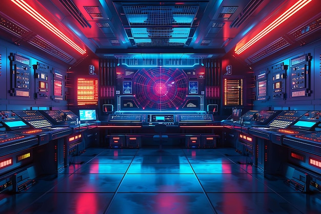 La décoration de la pièce redéfinie Embrace les couleurs néons vibrantes et le design d'intérieur cyberpunk futuriste