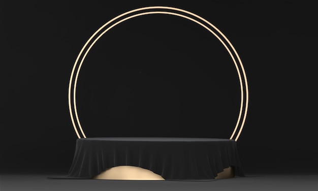 Décoration de podium de scène noire abstraite adaptée au rendu products3D