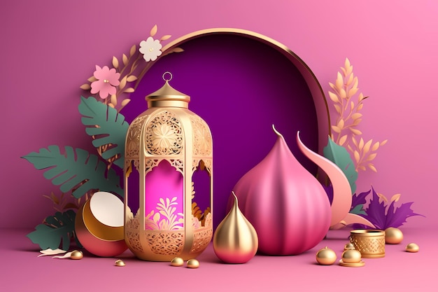 Décoration Ramadan Kareem, Illustration 3D