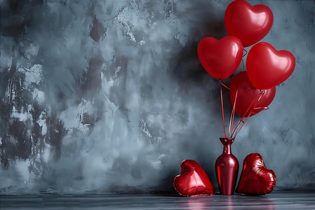 Décoration de la Saint-Valentin avec des cœurs rouges et des ballons