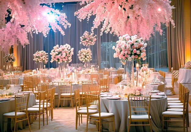 Décoration d'une salle de banquet de mariage Décorations du lieu de mariage