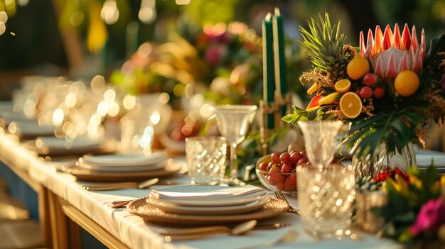 Photo décoration de table de dîner de mariage