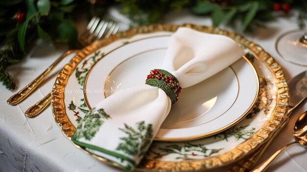 Décoration de table de fête Fêtes de Noël tables de célébration paysage et décoration de table à dîner décoration de campagne anglaise et style de maison