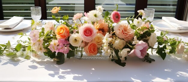 Photo décoration de table florale de mariage d'été