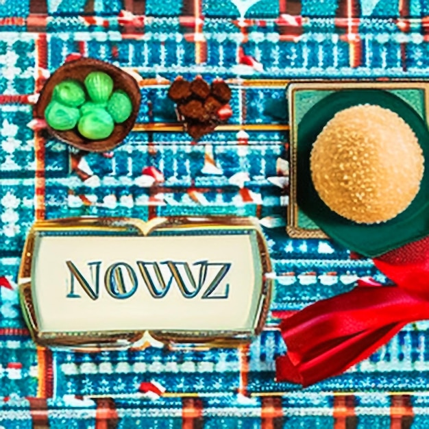 Photo décoration de la table de novruz herbe de blé pakhlava de pâtisserie nationale de l'azerbaïdjan célébration de la nouvelle année