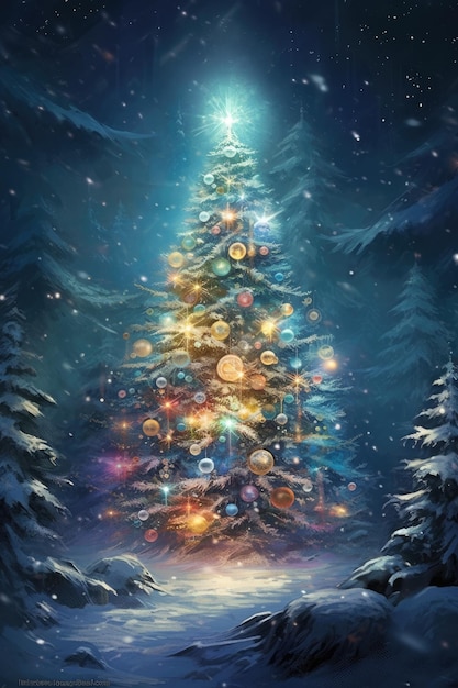 Photo décorations d'arbre de noël pour illuminer votre noël ai generated