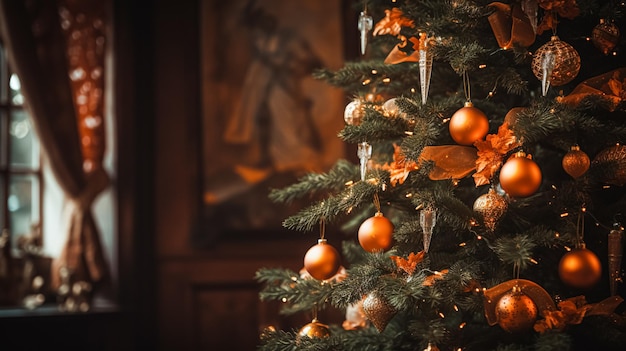 Décorations d'arbres de Noël pour le chalet de campagne anglais décoration de la maison maison à la campagne et célébration des vacances