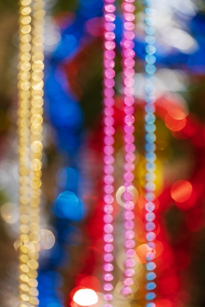 Décorations Colorées D'ornement De Noël Défocalisé Abstrait Flou Bokeh De Boules