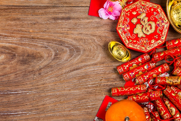 Décorations du festival du nouvel an chinois, les caractères chinois signifient la chance, la richesse et la prospérité