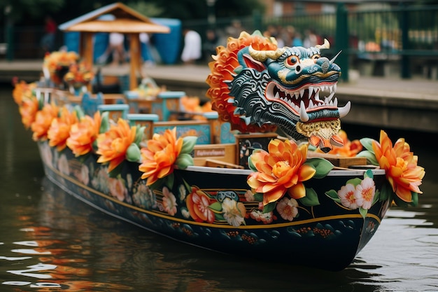 Décorations de la fête des bateaux dragons au bord de la rivière