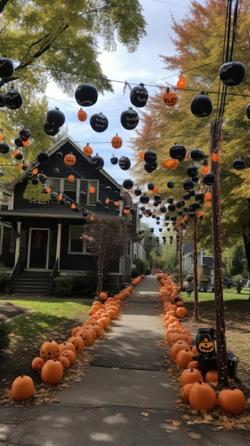 Photo décorations d'halloween dans le quartier