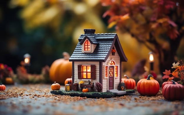 Décorations d'Halloween à l'extérieur d'une maison moderne