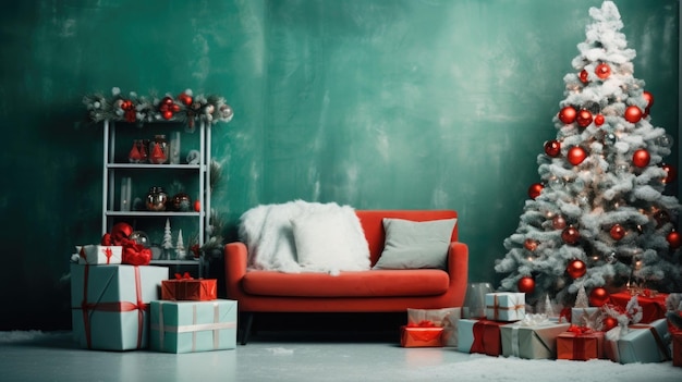 Décorations intérieures chaleureuses d'hiver ou de Noël cadeaux et accessoires d'arbre de Noël générés par l'IA