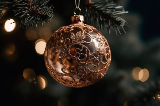 Des décorations luxueuses de boules de Noël en gros plan Décorations de Noël Tradition de la nouvelle année