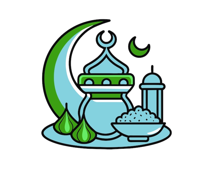 Photo décorations de mosquées et nourriture pour rompre le jeûne au mois de ramadan