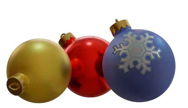 Décorations de Noël avec des boules sur un fond blanc rendu d