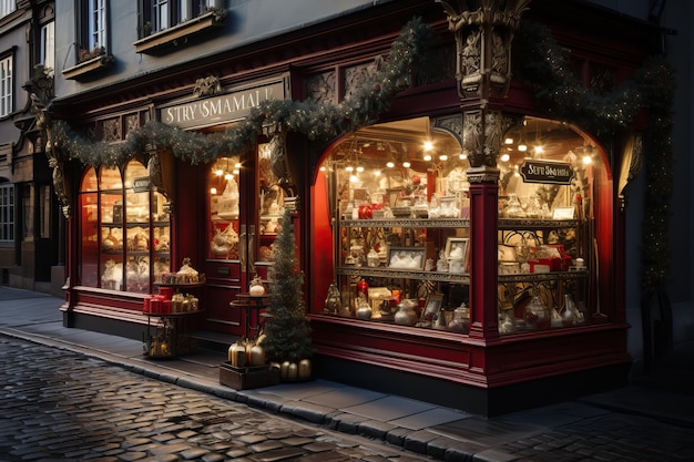 Décorations de Noël dans les magasins près de l'arbre de Noël